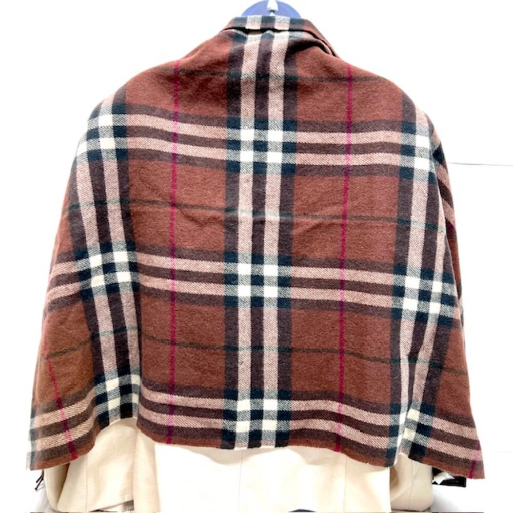 Tag On-Burberrys Scarf/Shawl 100% Lambwool Bugendy Plaid Embroid 50"x27" (18 - Picture 11 of 14